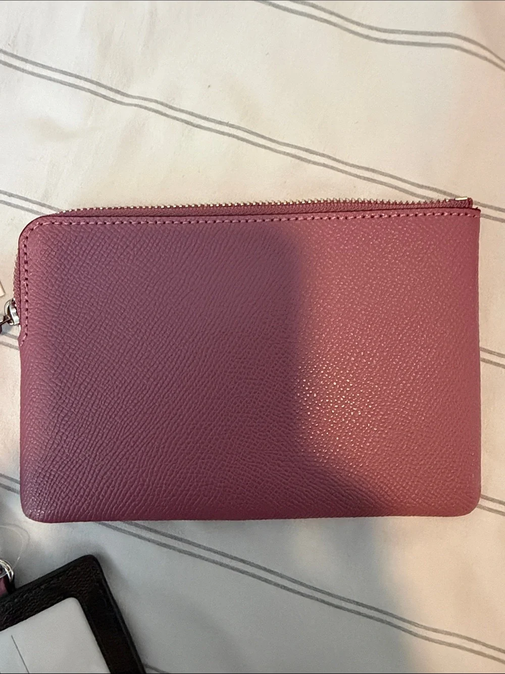 Coach Pink Leather Zip Wristlet with Signature Card Holder